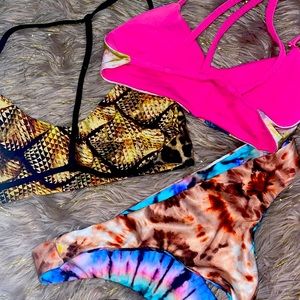 Swim tops and bottom- one issue/pink top